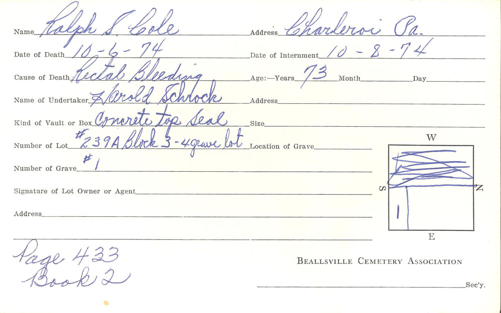 burial card